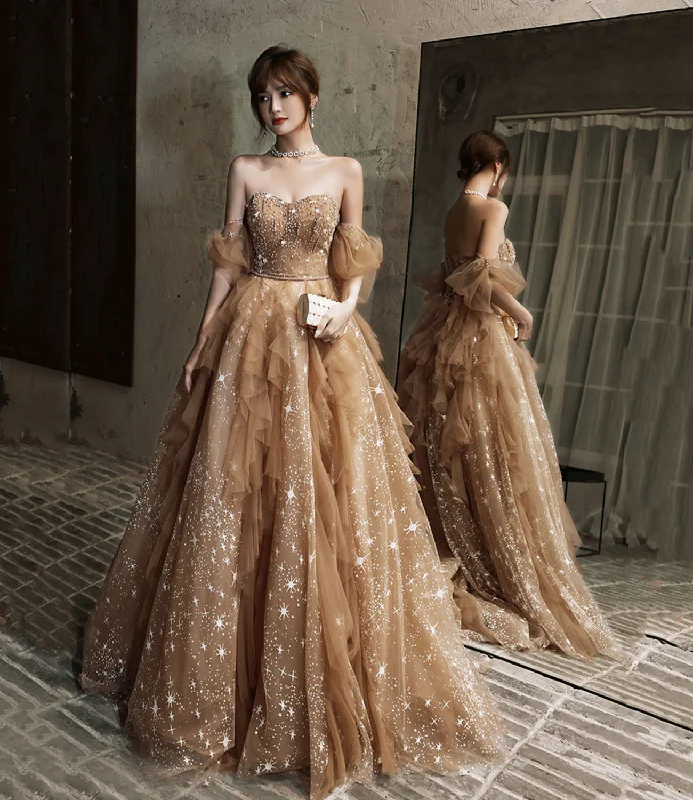 Prom dresses for summer weddings-Cute tulle long prom dress A line evening gown 10332 Prom dresses for summer weddings-Cute tulle long prom dress A line evening gown 10332