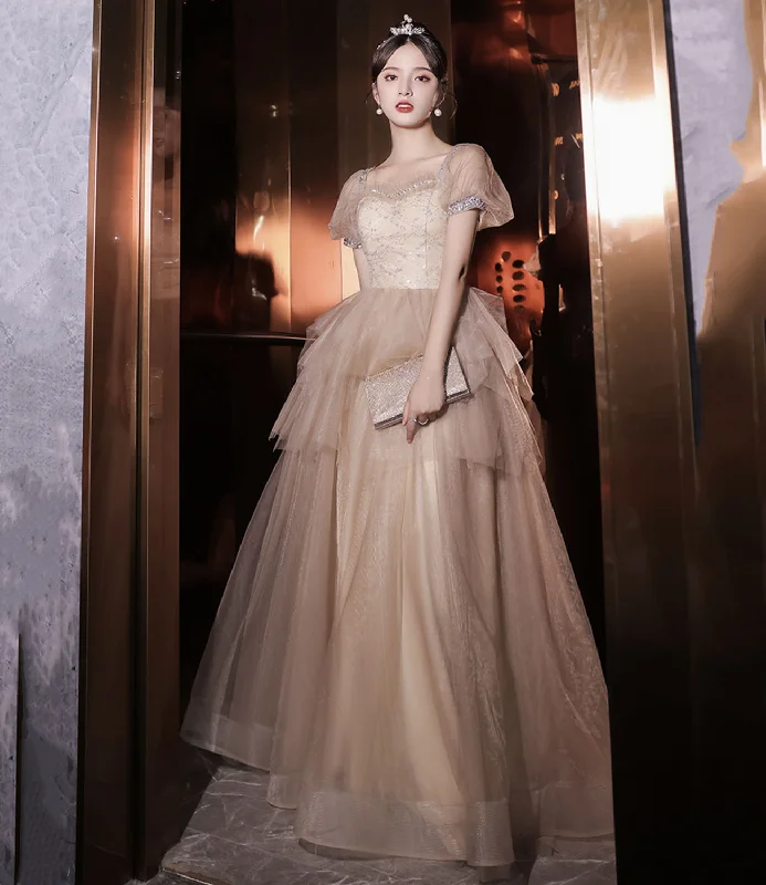 Flattering prom dresses for every shape-Cute tulle sequins long prom dress A line evening dress 10413 Flattering prom dresses for every shape-Cute tulle sequins long prom dress A line evening dress 10413