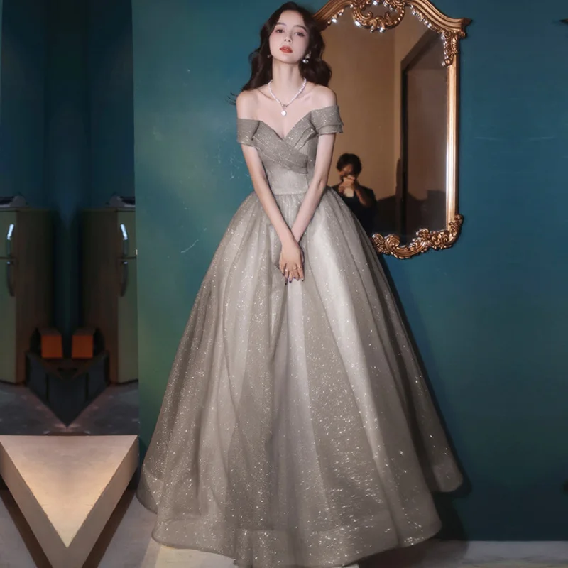 Prom dresses for New Year's Eve-Cute tulle sequins long prom dress A line evening dress 8965 Prom dresses for New Year's Eve-Cute tulle sequins long prom dress A line evening dress 8965