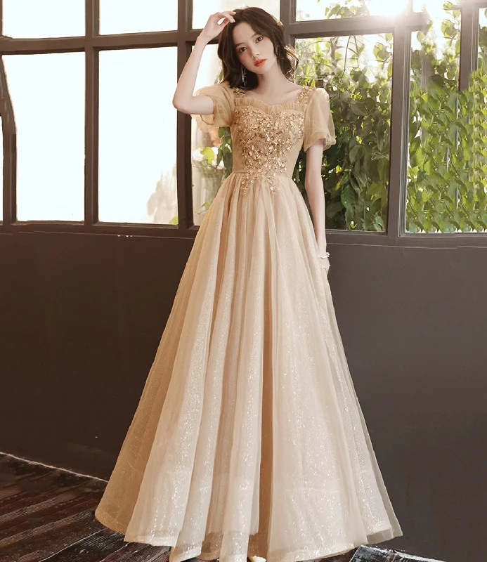 Beautiful blue prom dresses for elegance-Cute tulle sequins long prom dress evening dress  10263