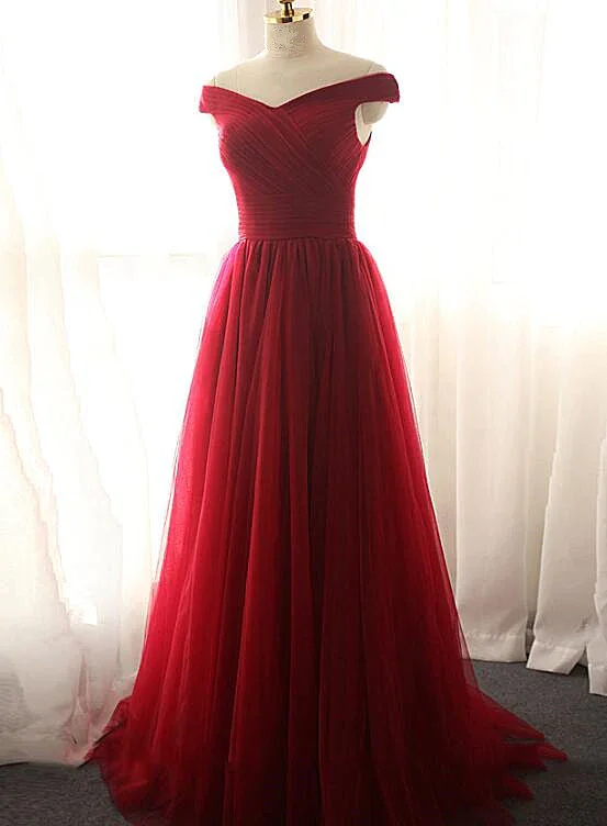 Fresh floral prom dresses for a vibrant style-Dark Red Tulle A-Line Long Prom Dress, Beautiful Prom Dress gh441 Fresh floral prom dresses for a vibrant style-Dark Red Tulle A-Line Long Prom Dress, Beautiful Prom Dress gh441