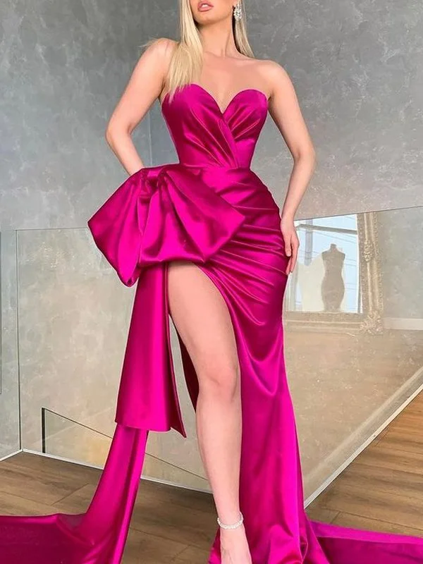 Sexy satin prom dresses for a sleek look-Elegant Off-The-Shoulder Prom dress with Split Backless Evening dress gh1993 Sexy satin prom dresses for a sleek look-Elegant Off-The-Shoulder Prom dress with Split Backless Evening dress gh1993