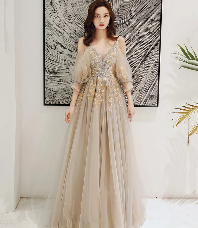 Best prom dresses for curvy women-Elegant tulle lace long prom dress evening dress 10172 Best prom dresses for curvy women-Elegant tulle lace long prom dress evening dress 10172