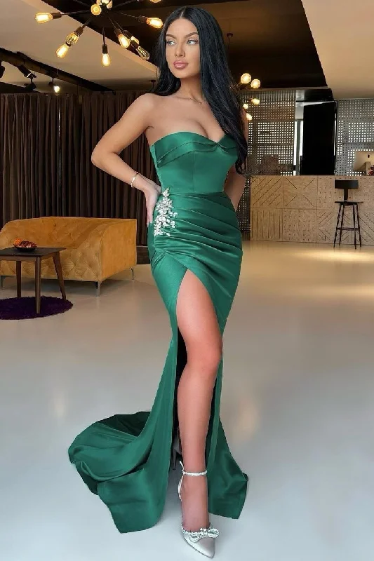 Sparkle in a stunning prom dress-Emerald Green Sleeveless Sweetheart Mermaid Prom Dress Split With Rhinestones gh2029 Sparkle in a stunning prom dress-Emerald Green Sleeveless Sweetheart Mermaid Prom Dress Split With Rhinestones gh2029