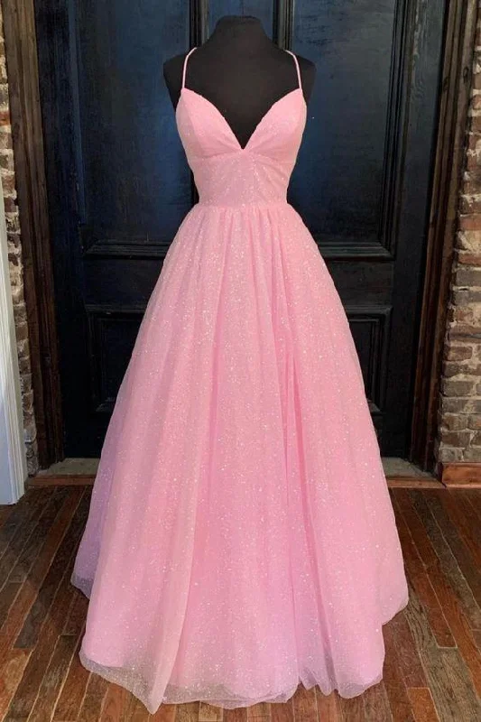 Gorgeous multi-color prom dresses-empire pink shiny tulle long prom dress 2024 gh924 Gorgeous multi-color prom dresses-empire pink shiny tulle long prom dress 2024 gh924
