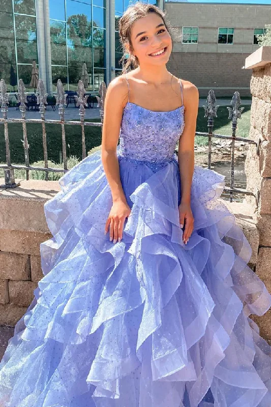 Prom dresses with lace-Evening Party Dresses A Line Lavender Long Prom Dress with Cascading Ruffles gh2245 Prom dresses with lace-Evening Party Dresses A Line Lavender Long Prom Dress with Cascading Ruffles gh2245