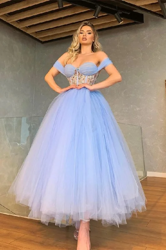Elegant princess-style prom gowns-Fabulous Off-the-Shoulder Tulle Prom Dress Sweetheart With Crystal gh1950 Elegant princess-style prom gowns-Fabulous Off-the-Shoulder Tulle Prom Dress Sweetheart With Crystal gh1950