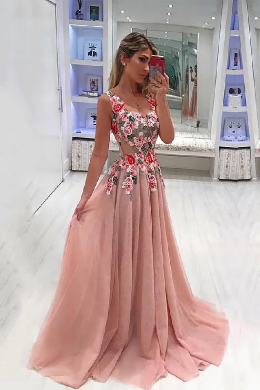 Beautiful blue prom dresses for elegance-Fashion Blush Pink See Through Lace Flowers Prom Dress Formal Evening Party Dresses gh2174 Beautiful blue prom dresses for elegance-Fashion Blush Pink See Through Lace Flowers Prom Dress Formal Evening Party Dresses gh2174