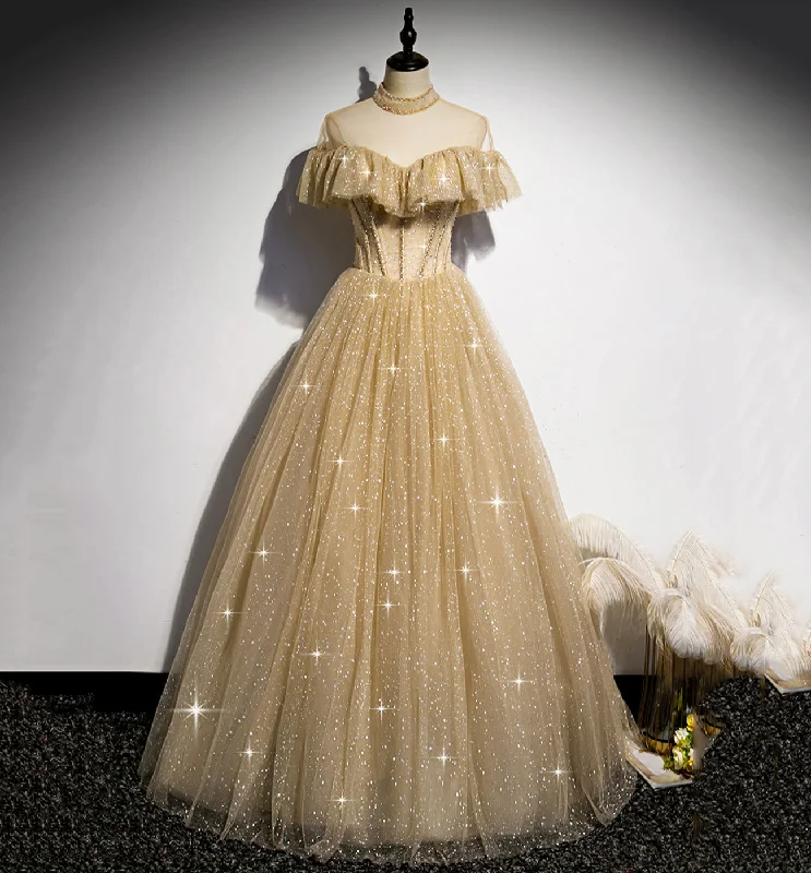 Mermaid style prom dresses for a bold look-Gold A line sequins long ball gown dress formal dress 8597 Mermaid style prom dresses for a bold look-Gold A line sequins long ball gown dress formal dress 8597