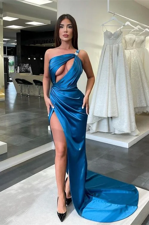 Prom dresses fashion trends-Gorgeous Ocean Blue Prom Dress Mermaid Long With Slit One Shoulder gh1941 Prom dresses fashion trends-Gorgeous Ocean Blue Prom Dress Mermaid Long With Slit One Shoulder gh1941