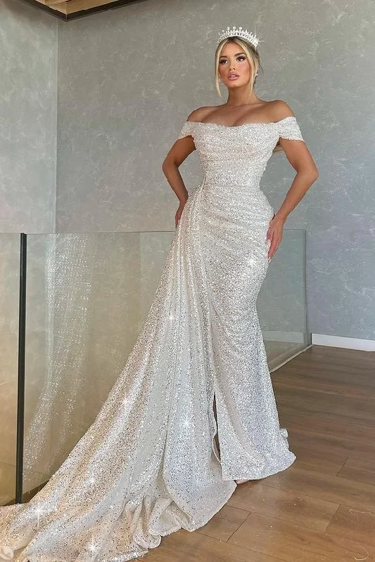 Prom dresses for special occasions-Gorgeous Off-The-Shoulder Strapless Mermaid Prom Dress With Sequins gh780 Prom dresses for special occasions-Gorgeous Off-The-Shoulder Strapless Mermaid Prom Dress With Sequins gh780