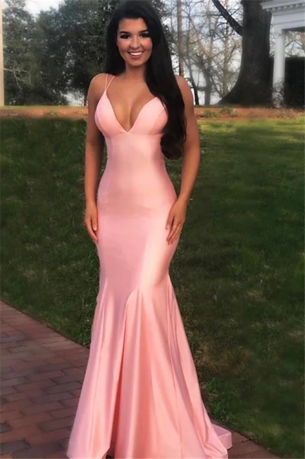 Modern mermaid prom dresses for dramatic flair-Gorgeous Spaghetti Straps Criss Cross Pink Prom Dress Mermaid Long Evening Gowns gh822 Modern mermaid prom dresses for dramatic flair-Gorgeous Spaghetti Straps Criss Cross Pink Prom Dress Mermaid Long Evening Gowns gh822
