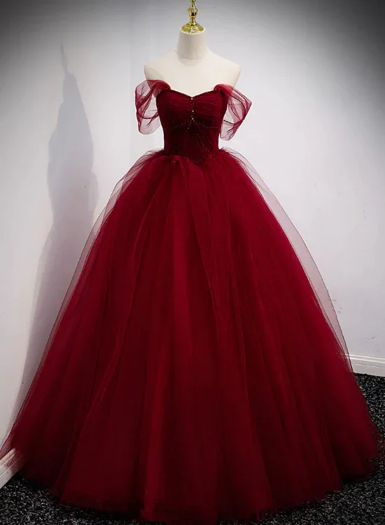 Prom dresses for Thanksgiving-Gorgeous Wine Red Tulle Ball Gown Long Prom Dress Formal Dress, Burgundy Sweet 16 Dresses gh14 Prom dresses for Thanksgiving-Gorgeous Wine Red Tulle Ball Gown Long Prom Dress Formal Dress, Burgundy Sweet 16 Dresses gh14