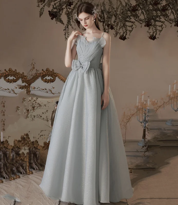 Trendy off-shoulder prom gowns for glam-Gray soft chiffon long prom dress A line evening dress 10427 Trendy off-shoulder prom gowns for glam-Gray soft chiffon long prom dress A line evening dress 10427