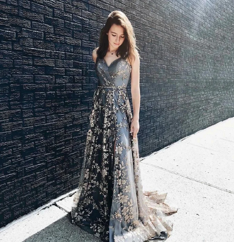Prom dresses for New Year's parties-Gray tulle sequins long prom dress evening dress 8940 Prom dresses for New Year's parties-Gray tulle sequins long prom dress evening dress 8940