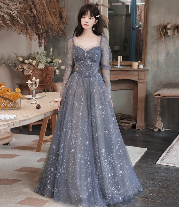 Prom dresses for formal dinners-Gray tulle short prom dress gray evening dress 8990 Prom dresses for formal dinners-Gray tulle short prom dress gray evening dress 8990