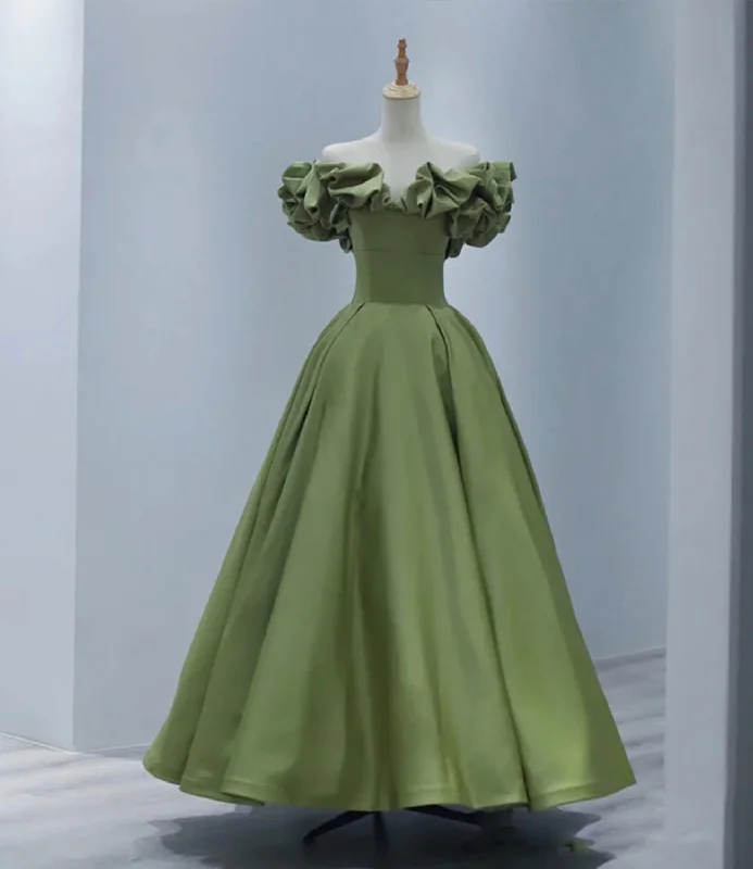 Trendy short prom dresses for spring-Green satin long A line prom dress evening dress 8816 Trendy short prom dresses for spring-Green satin long A line prom dress evening dress 8816