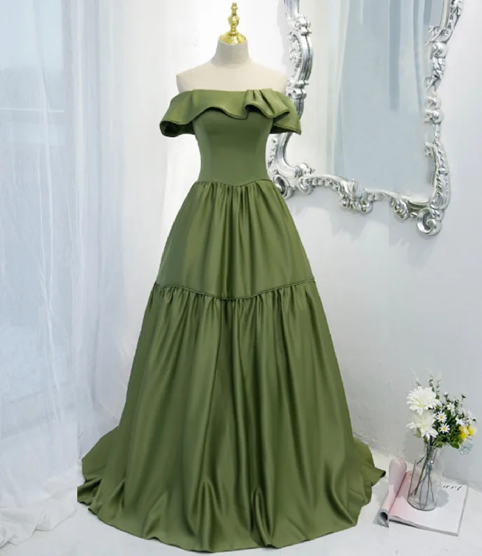 Green prom dresses for a bold statement-Green satin long A line prom dress green evening dress 8819 Green prom dresses for a bold statement-Green satin long A line prom dress green evening dress 8819
