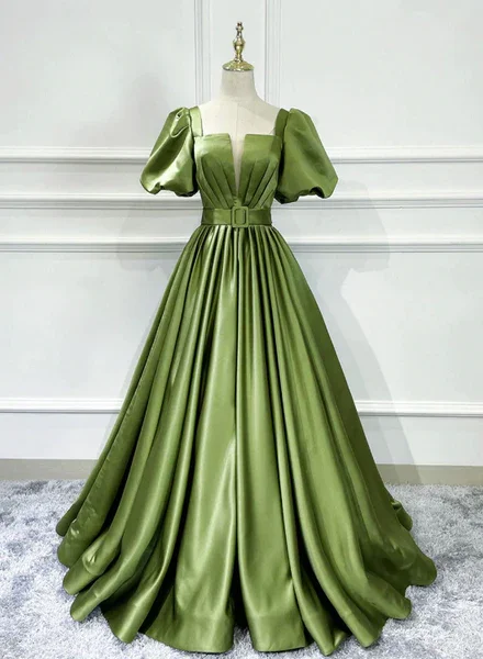 Prom dresses with countdown themes-Green Satin Short Sleeves Long Evening Party Dresses, Green Formal Party Dresses gh0002 Prom dresses with countdown themes-Green Satin Short Sleeves Long Evening Party Dresses, Green Formal Party Dresses gh0002