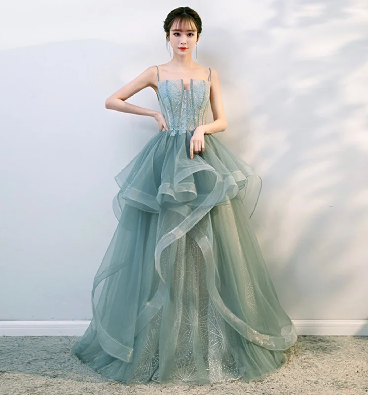 Blue sequin prom dresses for a dazzling night-Green tulle lace long prom dress evening gown 10134 Blue sequin prom dresses for a dazzling night-Green tulle lace long prom dress evening gown 10134