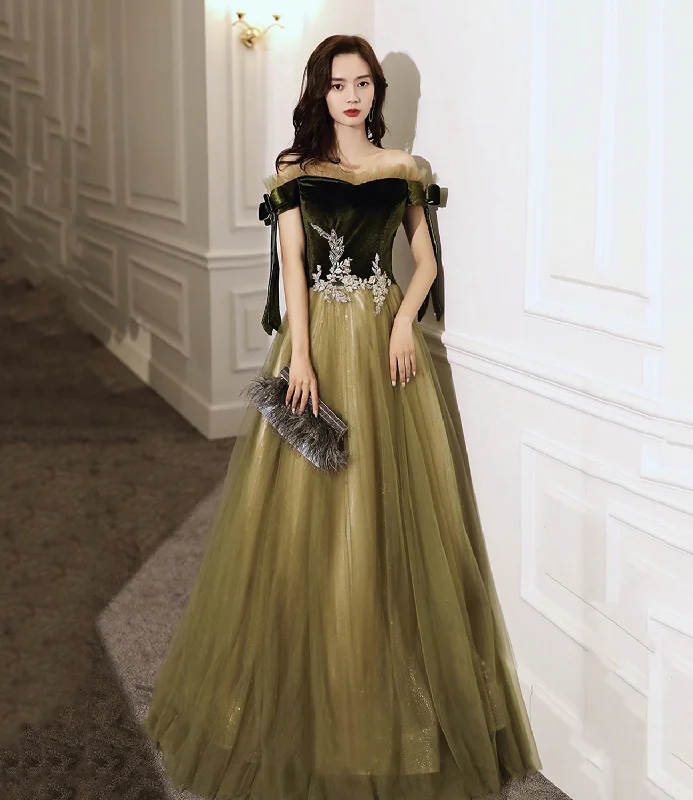 Sweet prom dresses with bow accents-Green tulle long A line prom dress evening dress 8786 Sweet prom dresses with bow accents-Green tulle long A line prom dress evening dress 8786