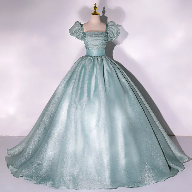 Prom dresses for cocktail parties-Green tulle long ball gown dress A line formal gown 10348 Prom dresses for cocktail parties-Green tulle long ball gown dress A line formal gown 10348