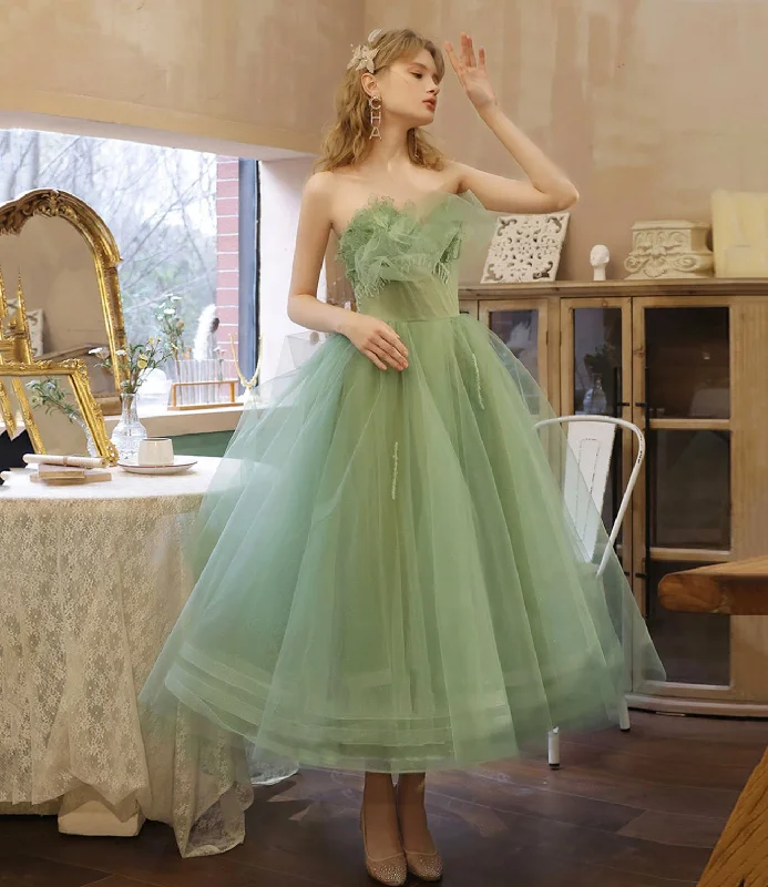 Prom dresses with end-of-summer vibes-Green tulle short prom dress green evening dress 8633 Prom dresses with end-of-summer vibes-Green tulle short prom dress green evening dress 8633
