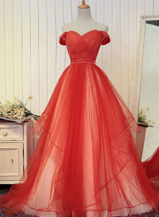 Best-fitting prom dresses for every body type-Hot Red Tulle Party Gown, Off The Shoulder Women Formal Dress gh537 Best-fitting prom dresses for every body type-Hot Red Tulle Party Gown, Off The Shoulder Women Formal Dress gh537