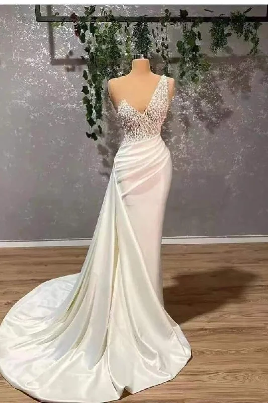 Bright yellow prom dresses for fun style-Ivory One-Shoulder Applique Elegant Prom Dress Mermaid With Ruffles gh2057 Bright yellow prom dresses for fun style-Ivory One-Shoulder Applique Elegant Prom Dress Mermaid With Ruffles gh2057