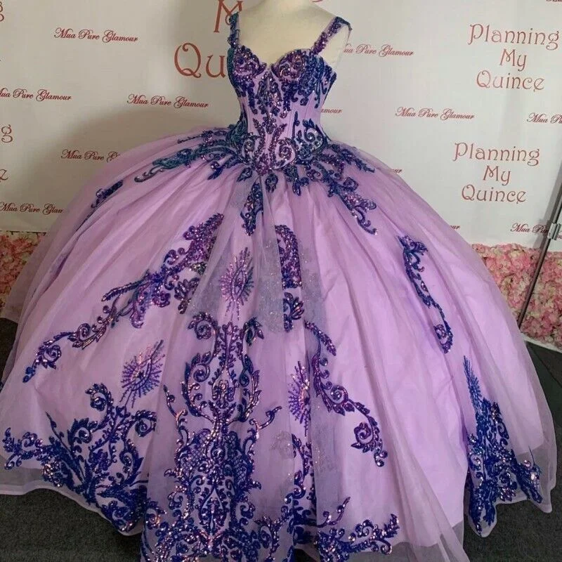 Lace prom dresses for a timeless style-Lavender Luxury Sequins Beaded Quinceanera Dresses Sweetheart Ruffles sweet 16 gh2021 Lace prom dresses for a timeless style-Lavender Luxury Sequins Beaded Quinceanera Dresses Sweetheart Ruffles sweet 16 gh2021