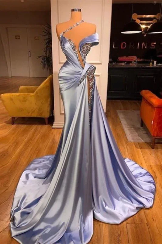 Silk prom dresses for a sophisticated look-Lavender Slit Beadings Off-the-Shoulder Long Mermaid Prom Dress gh2055 Silk prom dresses for a sophisticated look-Lavender Slit Beadings Off-the-Shoulder Long Mermaid Prom Dress gh2055
