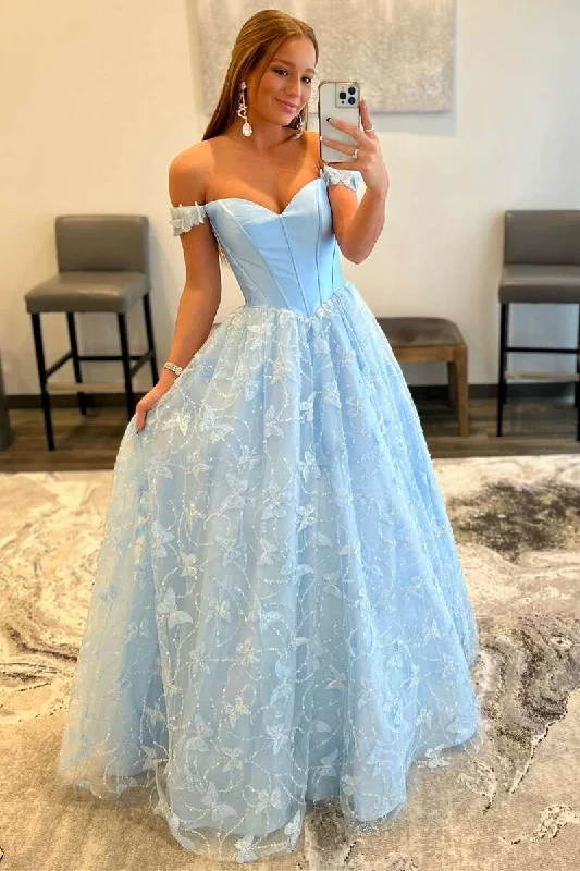 Chic prom dresses for every occasion-Light Blue Sweetheart Off-the-Shoulder A-line Prom Dress gh2160 Chic prom dresses for every occasion-Light Blue Sweetheart Off-the-Shoulder A-line Prom Dress gh2160