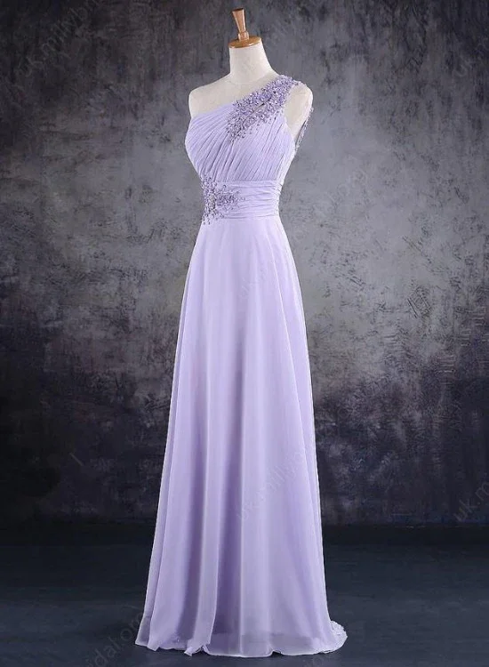 Prom dresses for casual wear-Light Purple One Shoulder Lace Applique Chiffon Party Dress, A-Line Bridesmaid Dress gh112 Prom dresses for casual wear-Light Purple One Shoulder Lace Applique Chiffon Party Dress, A-Line Bridesmaid Dress gh112