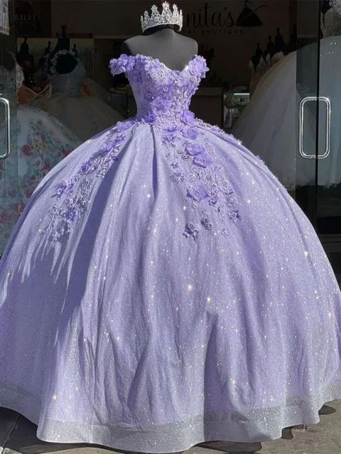 Flowing prom dresses with chiffon fabric-Lilac Sparkly Ball Gown Quinceañera 3D Flower Sweetheart Sweet 15 16 Princess Ball Gown gh910 Flowing prom dresses with chiffon fabric-Lilac Sparkly Ball Gown Quinceañera 3D Flower Sweetheart Sweet 15 16 Princess Ball Gown gh910