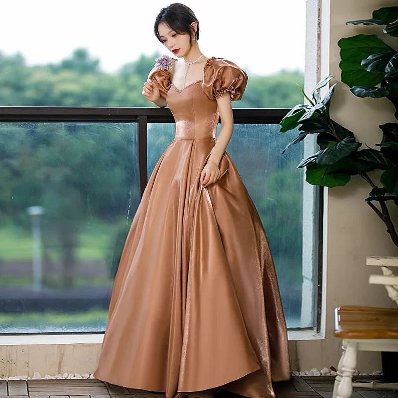 Prom dresses for Mother's Day-Lovely A line satin long prom gown princess dress  8958