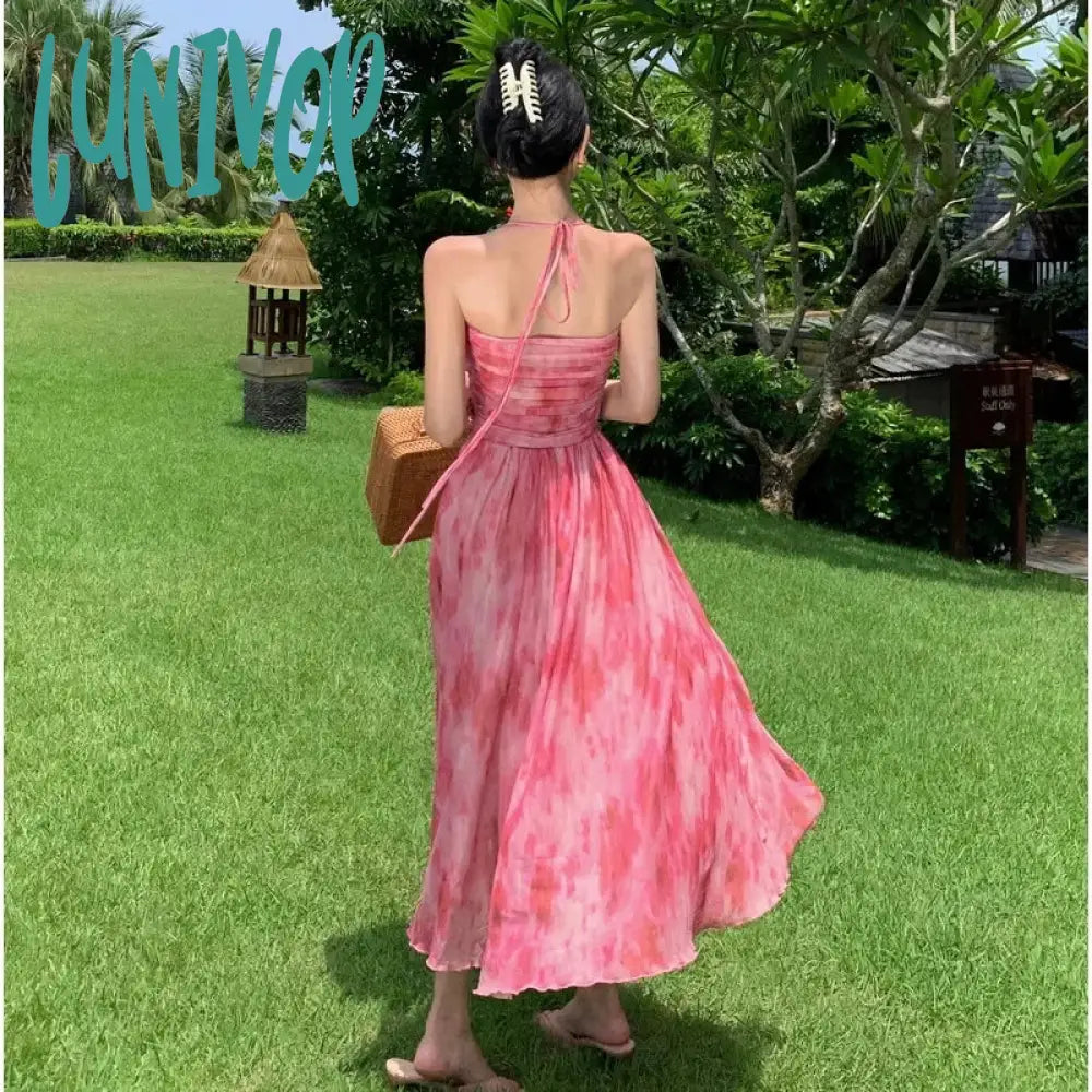 Playful prom dresses with ruffle hems-Lunivop 2024 New Women Backless Beach Quinceanera Sundress Summer Halter Elegant Retro Slim Mesh Vacation Prom Long Bridesmaid Dress Playful prom dresses with ruffle hems-Lunivop 2024 New Women Backless Beach Quinceanera Sundress Summer Halter Elegant Retro Slim Mesh Vacation Prom Long Bridesmaid Dress