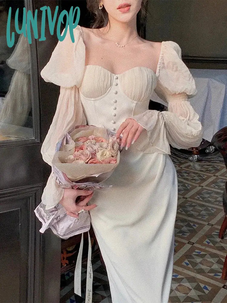 Standout evening dresses for prom-Lunivop 2024 Spring/Summer Fashion Retro Women Elegant Puff-Sleeve Midi Corset Dresses Evening Prom Female Party Lady Clothes Vestdios Standout evening dresses for prom-Lunivop 2024 Spring/Summer Fashion Retro Women Elegant Puff-Sleeve Midi Corset Dresses Evening Prom Female Party Lady Clothes Vestdios