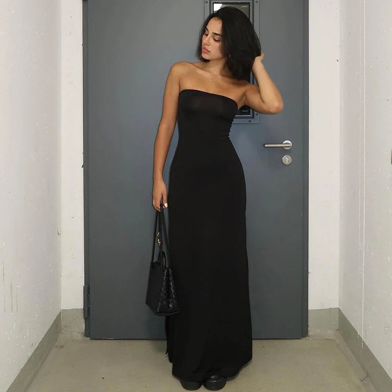 Budget-friendly prom dresses for teens-Lunivop Elegant Solid Slim Strapless Slit Elegant Womne'S Dresses Evening Party Club Winter Sexy Y2K Casual Clothing Budget-friendly prom dresses for teens-Lunivop Elegant Solid Slim Strapless Slit Elegant Womne'S Dresses Evening Party Club Winter Sexy Y2K Casual Clothing