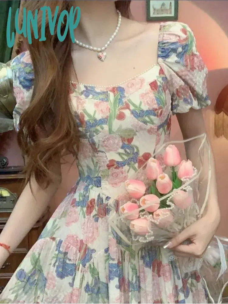 Elegant prom dresses with tulle skirts-Lunivop Elegant Women Evening Party Dress Summer Casual Printed Floral Fairy Dress Vintage Beach Lady Robe Femme Mujer Vestidos Elegant prom dresses with tulle skirts-Lunivop Elegant Women Evening Party Dress Summer Casual Printed Floral Fairy Dress Vintage Beach Lady Robe Femme Mujer Vestidos