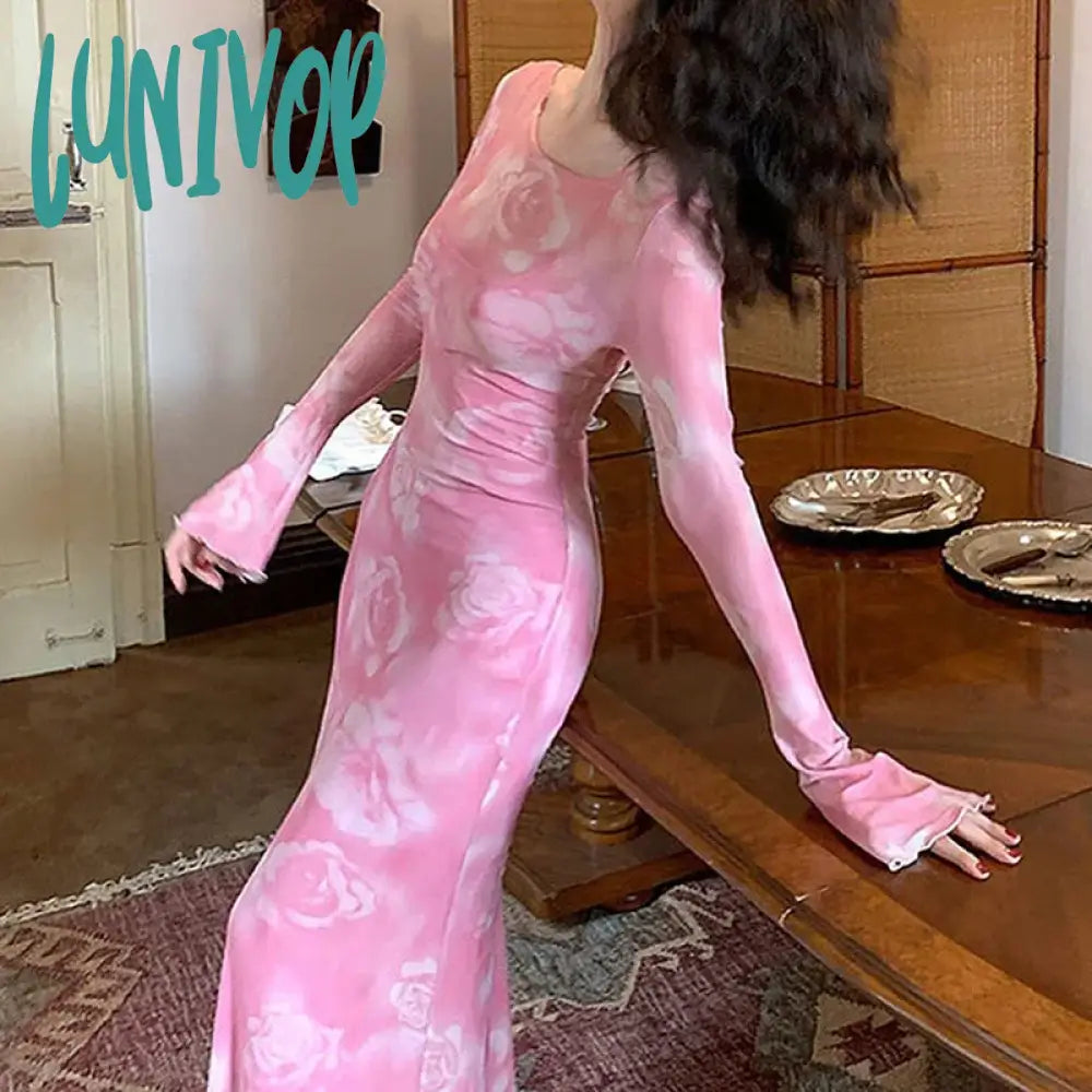 Casual prom dresses for laid-back style-Lunivop Gradient Mesh Printing Long Dress For Women Sexy High Waisted Bell Sleeve Luxury Evening Party Dress Summer Fashion Dress Casual prom dresses for laid-back style-Lunivop Gradient Mesh Printing Long Dress For Women Sexy High Waisted Bell Sleeve Luxury Evening Party Dress Summer Fashion Dress