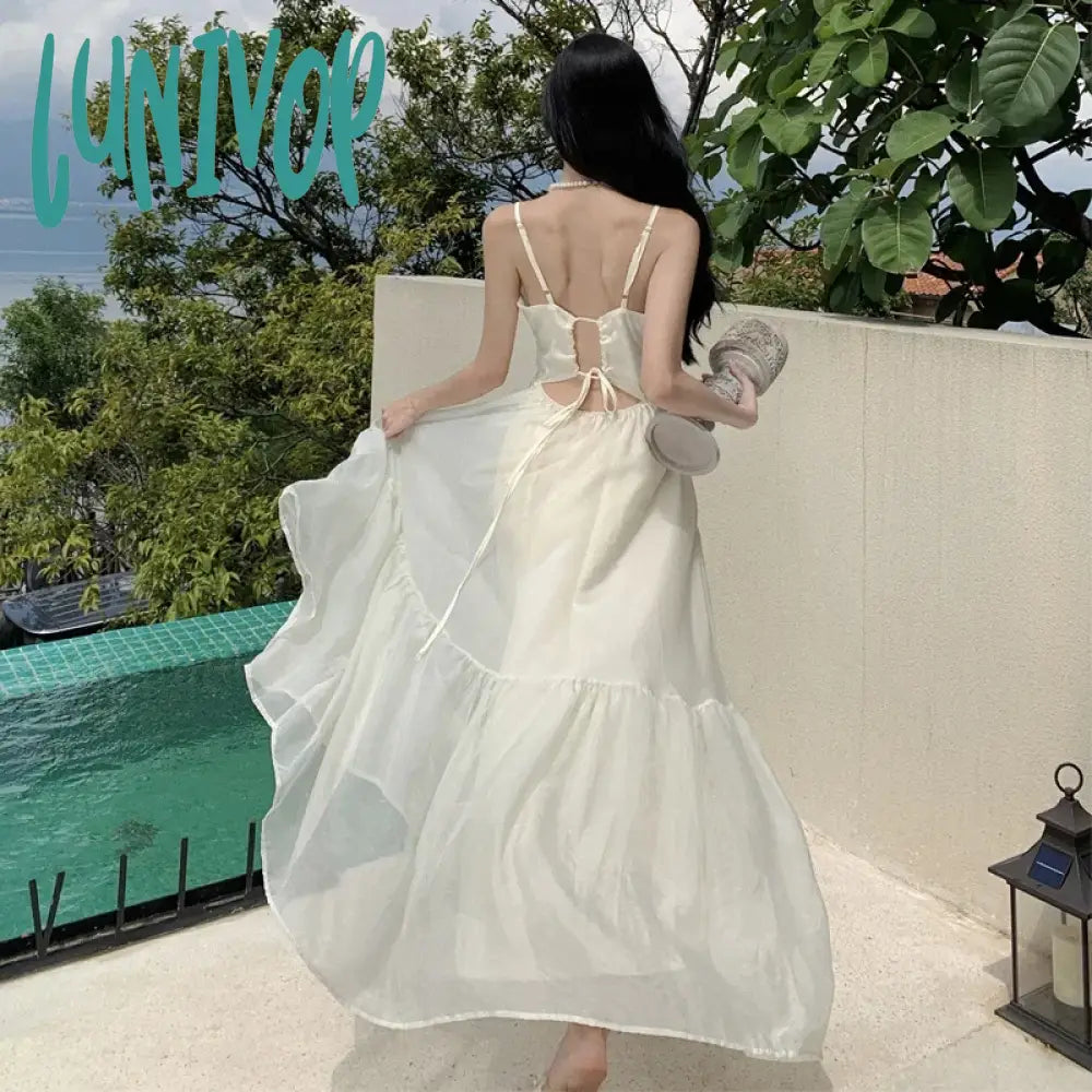 Simple prom dresses for a clean look-Lunivop Halter Holiday Style Sling Dress for Women 2024 Sleeveless Solid Vacation Summer Prom French Sexy Ladies Simple Midi Clothes New Simple prom dresses for a clean look-Lunivop Halter Holiday Style Sling Dress for Women 2024 Sleeveless Solid Vacation Summer Prom French Sexy Ladies Simple Midi Clothes New