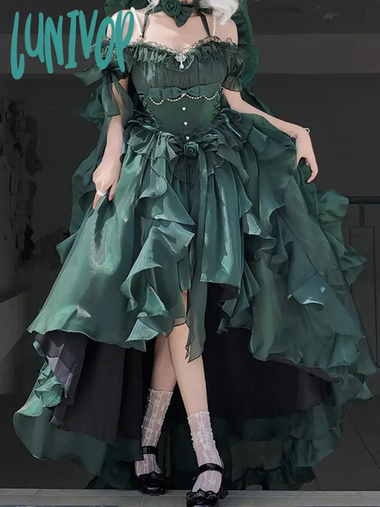 Prom dresses with asymmetrical hemlines-Lunivop Prom Dress Summer Emerald Mesh Lolita Princess Sexy Beautiful Prom dresses with asymmetrical hemlines-Lunivop Prom Dress Summer Emerald Mesh Lolita Princess Sexy Beautiful