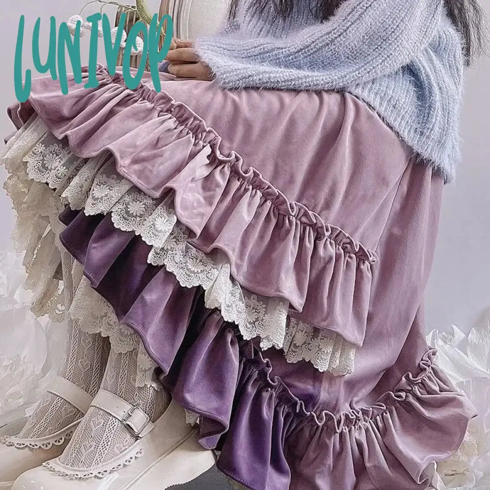Simple but elegant prom gowns-Lunivop Purple Vintage Evening Party Midi Skirt Women Lace Kawaii Lolita Fairy Skirt Autumn Winter Irregular Retro Elegant Skirts Simple but elegant prom gowns-Lunivop Purple Vintage Evening Party Midi Skirt Women Lace Kawaii Lolita Fairy Skirt Autumn Winter Irregular Retro Elegant Skirts