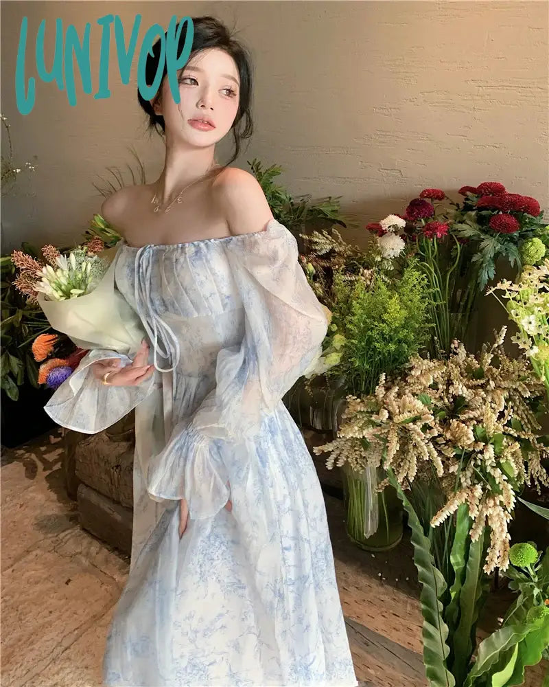 Blue prom dresses for a cool, classic look-Lunivop Spring and Summer Square Collar Blue Elegant French Retro Long-sleeved Princess Prom Dress Bohemian Temperament Floral Dresses Blue prom dresses for a cool, classic look-Lunivop Spring and Summer Square Collar Blue Elegant French Retro Long-sleeved Princess Prom Dress Bohemian Temperament Floral Dresses