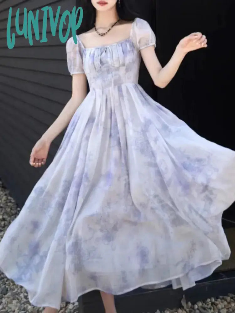 Prom dresses for plus-size women-Lunivop Summer Fashion Print Short Sleeve Women Fairy Elagant Dress Vintage Holiday Purple Lace-up Birthday Evening Party Vestidos Prom dresses for plus-size women-Lunivop Summer Fashion Print Short Sleeve Women Fairy Elagant Dress Vintage Holiday Purple Lace-up Birthday Evening Party Vestidos