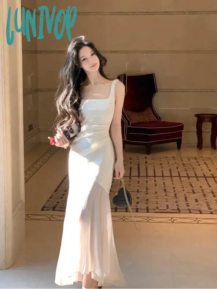 Chic backless prom dresses for allure-Lunivop Women Elegant Luxury Party Prom Midi Dress Summer Solid Irregular Mesh Straps Princess Vestidos Slim Ruched Women Mermaid Dress Chic backless prom dresses for allure-Lunivop Women Elegant Luxury Party Prom Midi Dress Summer Solid Irregular Mesh Straps Princess Vestidos Slim Ruched Women Mermaid Dress