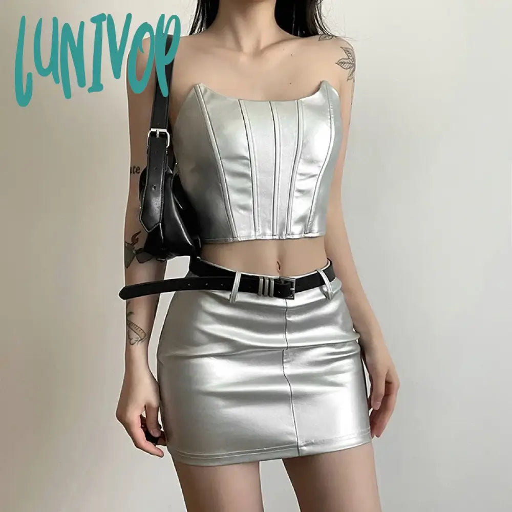 Yellow prom dresses for a fresh, bright look-Lunivop Y2k Streetwear Summer Sexy Crop Top Women Clothes Pure Color Skirts Clothing Evening Party Dress Two Piece Set Yellow prom dresses for a fresh, bright look-Lunivop Y2k Streetwear Summer Sexy Crop Top Women Clothes Pure Color Skirts Clothing Evening Party Dress Two Piece Set