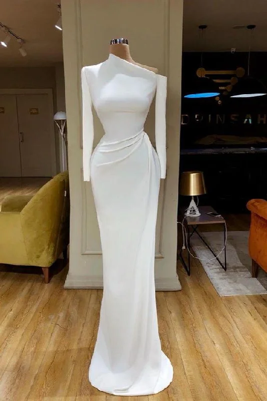 Tulle prom dresses for a princess look-Mermaid Long Sleeves Prom Dress gh703