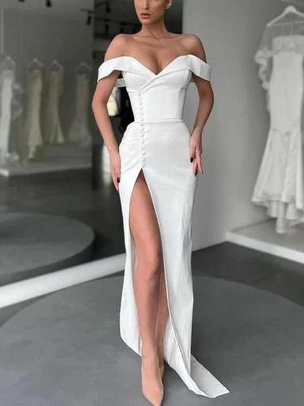 Prom dresses with ruffles-Mermaid Off-The-Shoulder Off-White Popular Long Evening Elegant Prom Dresses gh1936 Prom dresses with ruffles-Mermaid Off-The-Shoulder Off-White Popular Long Evening Elegant Prom Dresses gh1936