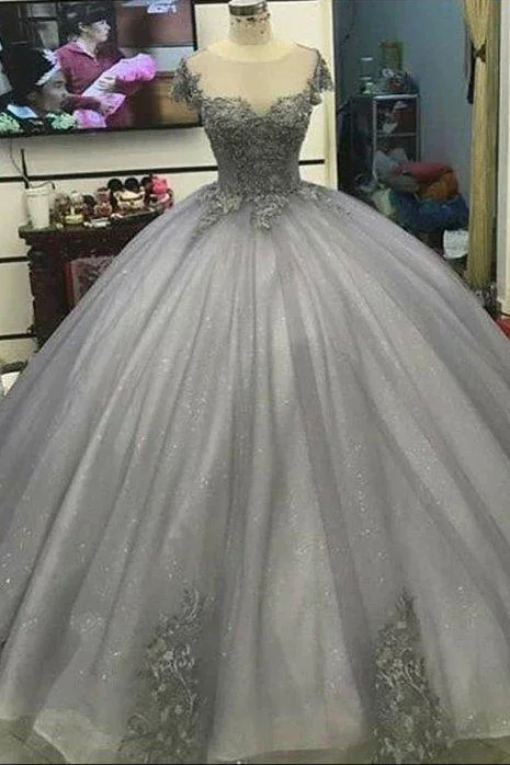 Sparkling sequin gowns for prom-New Arrival Quinceanera Dresses Scoop Tulle With Applique Floor Length Ball Gown gh915 Sparkling sequin gowns for prom-New Arrival Quinceanera Dresses Scoop Tulle With Applique Floor Length Ball Gown gh915